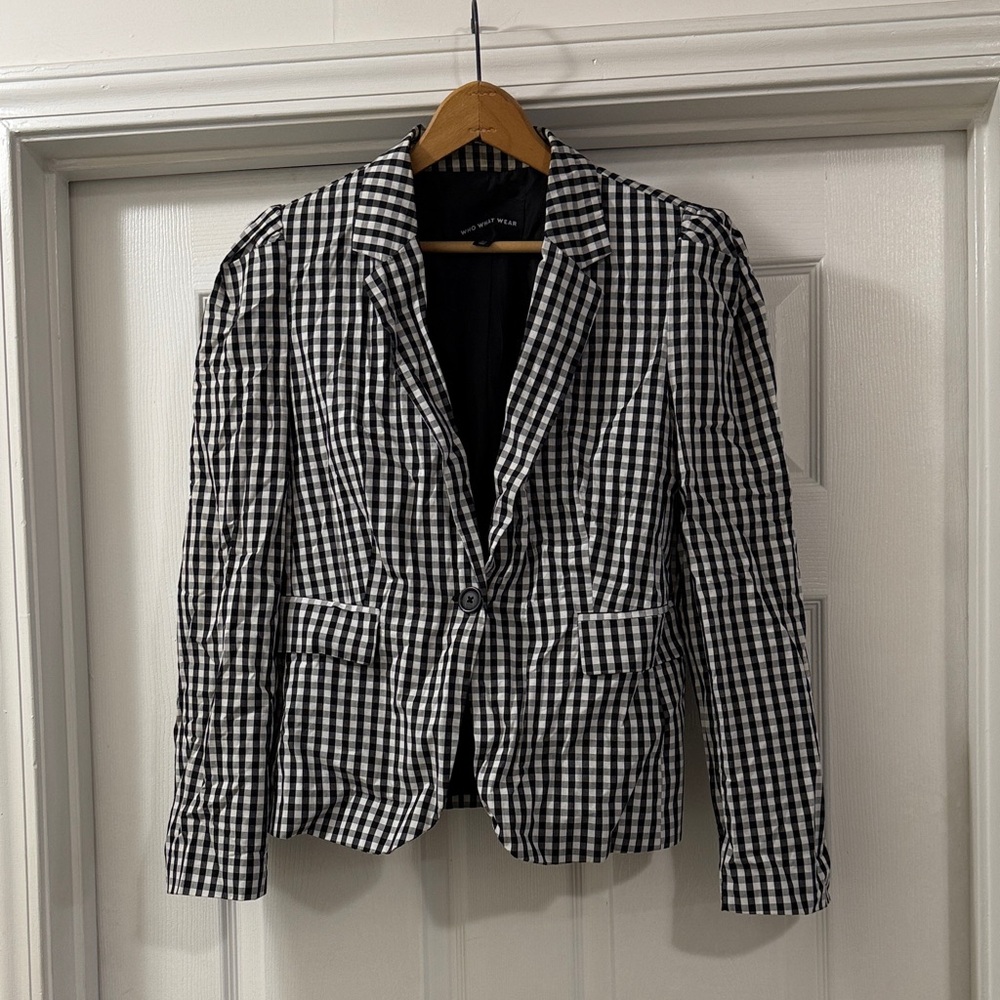 Who What Wear Black and White Checkered Blazer